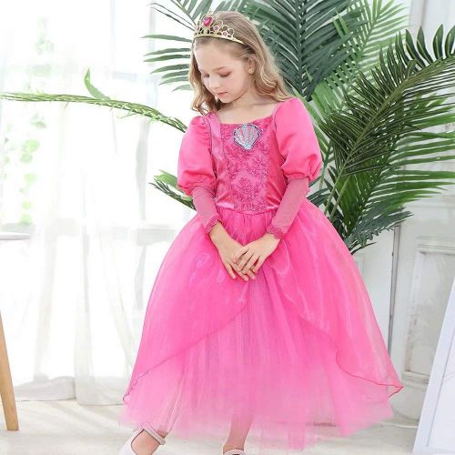  Tsyllyp Princess Dress up for Girls Role Play Costume Set for Aurora Bell Cinderella Jasmine (Princess Costume)