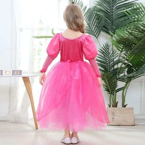  Tsyllyp Princess Dress up for Girls Role Play Costume Set for Aurora Bell Cinderella Jasmine (Princess Costume)
