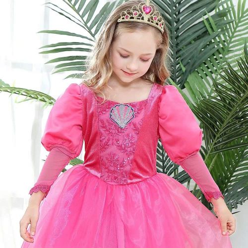  Tsyllyp Princess Dress up for Girls Role Play Costume Set for Aurora Bell Cinderella Jasmine (Princess Costume)