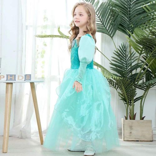  Tsyllyp Princess Dress up for Girls Role Play Costume Set for Aurora Bell Cinderella Jasmine (Princess Costume)