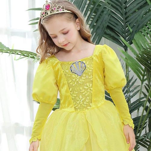  Tsyllyp Princess Dress up for Girls Role Play Costume Set for Aurora Bell Cinderella Jasmine (Princess Costume)