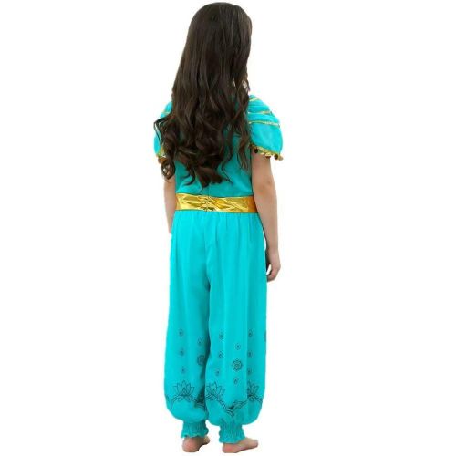  Tsyllyp Girls One Piece Princess Jasmine Dress Up Aladdin Halloween Costumes Party Bodysuit