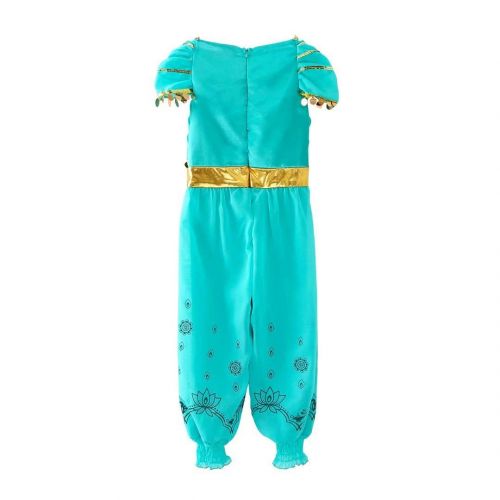  Tsyllyp Girls One Piece Princess Jasmine Dress Up Aladdin Halloween Costumes Party Bodysuit