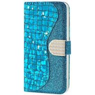 [아마존베스트]Ttimao Compatible with Samsung Galaxy A51 Premium Glitter PU Leather Wallet Flip Case Magnetic Closure Card Slot Stand Function Shockproof Protective Case Blue