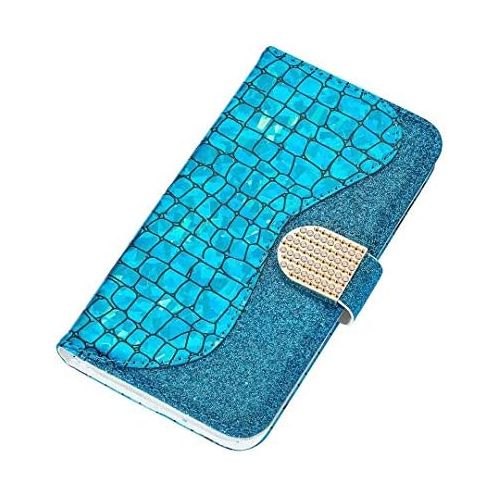  [아마존베스트]Ttimao Compatible with Samsung Galaxy A51 Premium Glitter PU Leather Wallet Flip Case Magnetic Closure Card Slot Stand Function Shockproof Protective Case Blue