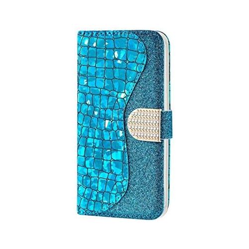  [아마존베스트]Ttimao Compatible with Samsung Galaxy A51 Premium Glitter PU Leather Wallet Flip Case Magnetic Closure Card Slot Stand Function Shockproof Protective Case Blue