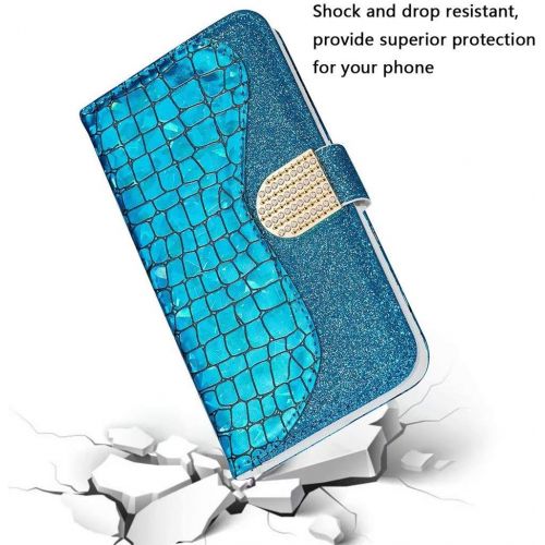  [아마존베스트]Ttimao Compatible with Samsung Galaxy A51 Premium Glitter PU Leather Wallet Flip Case Magnetic Closure Card Slot Stand Function Shockproof Protective Case Blue