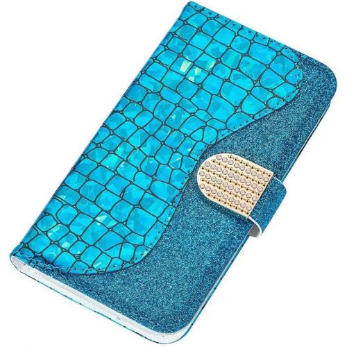  [아마존베스트]Ttimao Compatible with Samsung Galaxy A51 Premium Glitter PU Leather Wallet Flip Case Magnetic Closure Card Slot Stand Function Shockproof Protective Case Blue