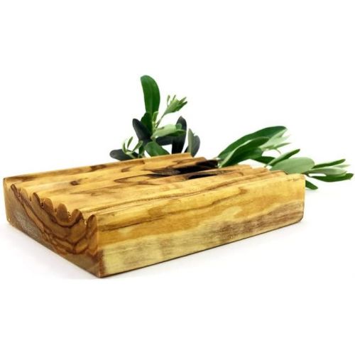  Tubibu SET OF 2 Natural Olive Wood Soap Dish, Natural Wooden Sink Bar, Soap Holder, Soap Saver, Hand Craft for Kitchen Bathroom Shower and Counter 2 (PCS)