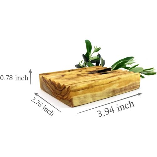  Tubibu SET OF 2 Natural Olive Wood Soap Dish, Natural Wooden Sink Bar, Soap Holder, Soap Saver, Hand Craft for Kitchen Bathroom Shower and Counter 2 (PCS)