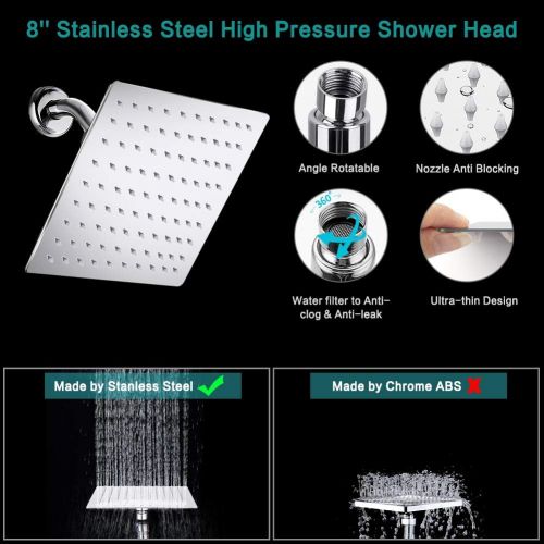  Tudoccy Shower Head, 8 High Pressure Rainfall Shower Head/Handheld Shower Combo with 11 Extension Arm, 9 Settings Adjustable Anti-leak Shower Head with Holder, Height/Angle Adjustable, 1.5