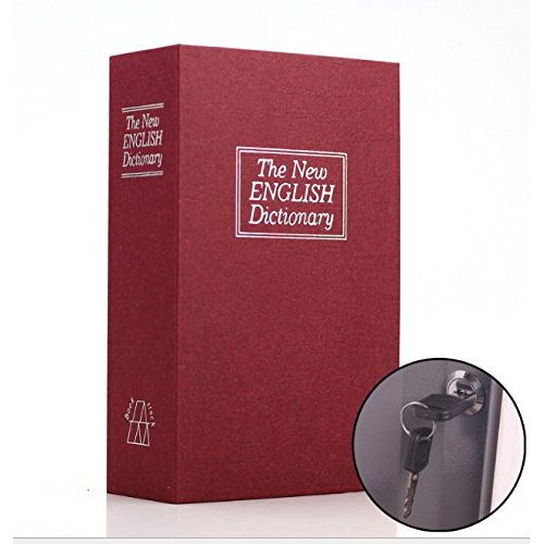  Tuersuer Desktop Decor Money Box Large Simulated English Dictionary Piggy Bank Lock Key Safe (Red)