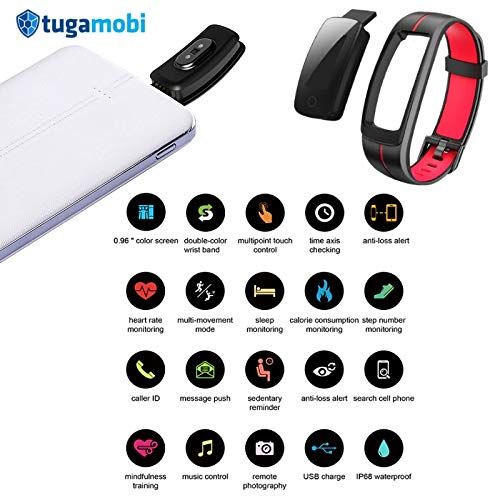  Tugamobi tugamobi Smart Band SB301  Fitness Tracker with Heart Rate Monitor, Activity Tracker, Sleep Monitor, IP68 Waterproof, Pedometer, Full Touch Screen