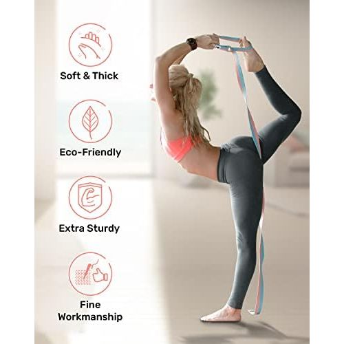  [아마존베스트]Tumaz Yoga Strap / Belt, 15+ Colours, 180 / 240 / 300 cm, Extra Secure, Adjustable D-Ring Buckle, Durable and Comfortable, Delicate Texture, Perfect for Stretching and Fitness