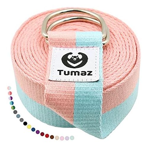  [아마존베스트]Tumaz Yoga Strap / Belt, 15+ Colours, 180 / 240 / 300 cm, Extra Secure, Adjustable D-Ring Buckle, Durable and Comfortable, Delicate Texture, Perfect for Stretching and Fitness