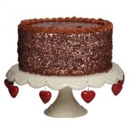 Tumbleweed Pottery Tumbleweed Cake Pedestal with Charms, Cupcake Stand And Cake Stand, White Cake Plate, 11.25 Inch Diameter