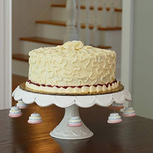  Tumbleweed Pottery Tumbleweed Cake Pedestal with Charms, Cupcake Stand And Cake Stand, White Cake Plate, 11.25 Inch Diameter