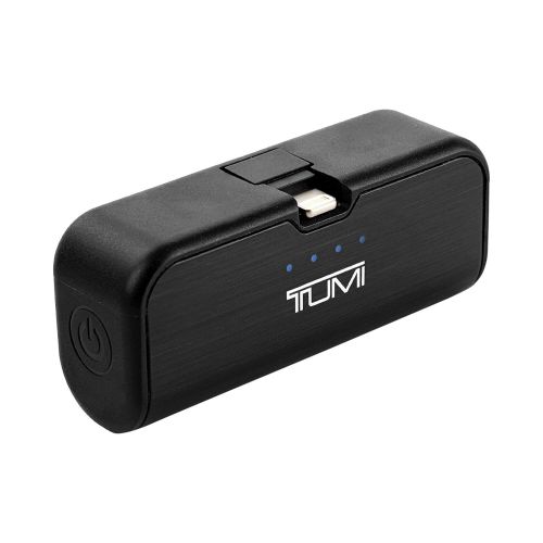 투미 Tumi TUMI - 2,600 mAh Portable Battery Bank - Phone Tablet Travel Power Charger MFI-Certified with USB Cable - Black