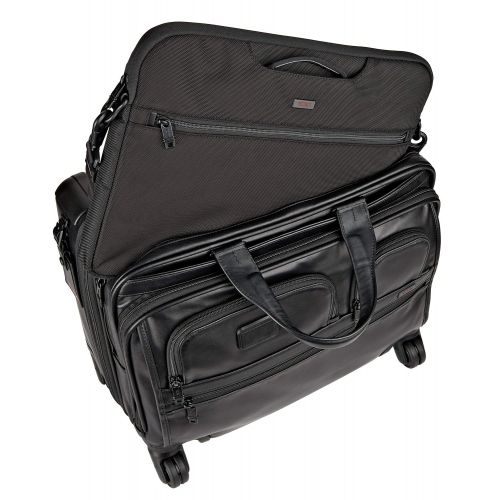 투미 Tumi TUMI - Alpha 3 Deluxe 4 Wheeled Laptop Case Brief - 17 Inch Computer Brief for Men and Women - Black