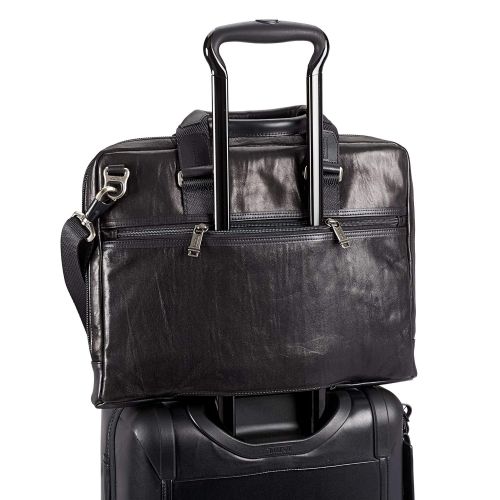 투미 Tumi Mens Alpha Bravo Aviano Slim Leather Brief Briefcase, Black, One Size