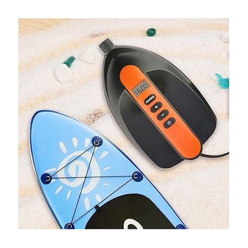  Tuomico SUP Pump Electric Paddle Board Pump with Auto-Off Feature,Portable Inflator for Inflatable, paddleboard,Kayak, Boats, Rafts, Pool Toys, 12V DC Car Connection