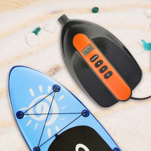  Tuomico Electric Paddle Board Pump, 16 PSI Digital SUP inflator Pump with Auto-Off Feature for Inflatable Pool, Boats, Rafts, Pool Toys, Kayak, 12V DC Car Connection