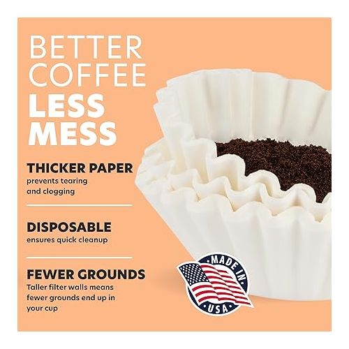  Tupkee Coffee Filters 8-12 Cups - 1400 Count, Basket Style, White Paper, Chlorine Free Coffee Filter, Made in the USA