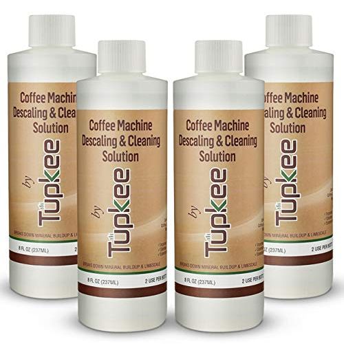  Tupkee Descaling Solution Coffee Maker Cleaner ? Universal Descaler for Keurig, Nespresso, Delonghi, Ninja and All Single Use Coffee and Espresso Machines ? Pack of 4