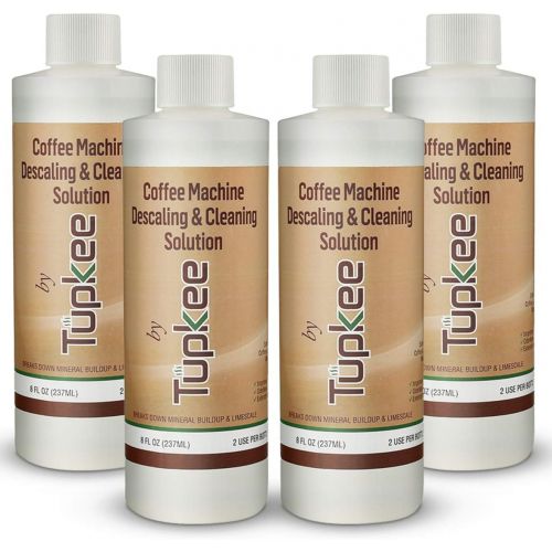  Tupkee Descaling Solution Coffee Maker Cleaner ? Universal Descaler for Keurig, Nespresso, Delonghi, Ninja and All Single Use Coffee and Espresso Machines ? Pack of 4