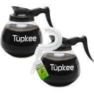 [아마존베스트]Tupkee Commercial Coffee Carafe Pot Replacement - Restaurant Glass Decanter - 64 oz 12 Cup, Set of 2 Black Handle, Compatible with Wilbur Curtis, Bloomfield, Bunn | INCLUDES | Coffee Pot