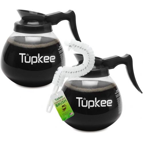  [아마존베스트]Tupkee Commercial Coffee Carafe Pot Replacement - Restaurant Glass Decanter - 64 oz 12 Cup, Set of 2 Black Handle, Compatible with Wilbur Curtis, Bloomfield, Bunn | INCLUDES | Coffee Pot