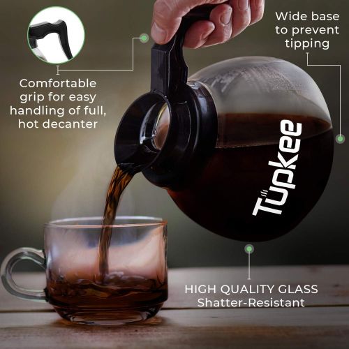  [아마존베스트]Tupkee Commercial Coffee Carafe Pot Replacement - Restaurant Glass Decanter - 64 oz 12 Cup, Set of 2 Black Handle, Compatible with Wilbur Curtis, Bloomfield, Bunn | INCLUDES | Coffee Pot