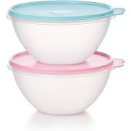 Tupperware Heritage Wonderlier 7 Cup Food Storage Bowl Set of 2 in Vintage Colors- Dishwasher Safe & BPA Free - (2 Containers + 2 Lids)