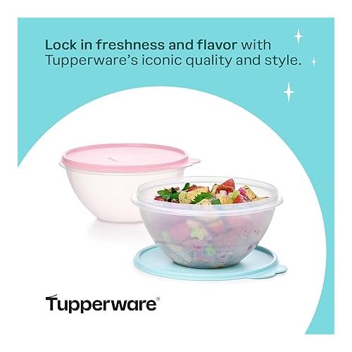  Tupperware Heritage Wonderlier 7 Cup Food Storage Bowl Set of 2 in Vintage Colors- Dishwasher Safe & BPA Free - (2 Containers + 2 Lids)