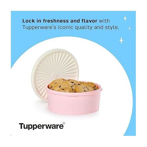 Tupperware Heritage Collection 7.6 Cup Cookie Canister - Vintage Light Pink Color, Dishwasher Safe & BPA Free Container - (1.8 L)