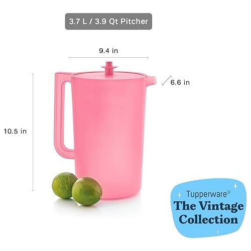  Tupperware Heritage 1 Gallon Pitcher in Soft Candy - Dishwasher Safe & BPA Free