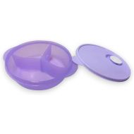 Tupperware CrystalWave Microwave Lunch Dish Divided Bowl Lilac Purple with White Vent Button, 3.25 Cup