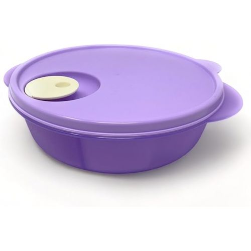  Tupperware CrystalWave Microwave Lunch Dish Divided Bowl Lilac Purple with White Vent Button, 3.25 Cup