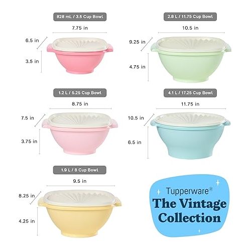  Tupperware Heritage Collection 36 Piece Food Storage Container Set in Vintage Colors- Dishwasher Safe & BPA Free - (18 containers + 18 lids)