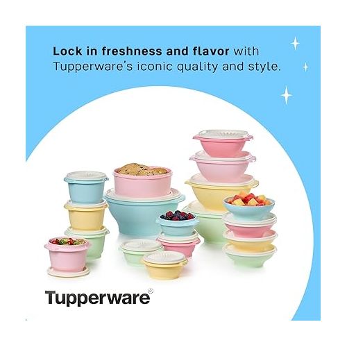  Tupperware Heritage Collection 36 Piece Food Storage Container Set in Vintage Colors- Dishwasher Safe & BPA Free - (18 containers + 18 lids)