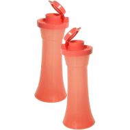 Tupperware Mini 4 Inch Hourglass Salt and Pepper Shakers Coral Color