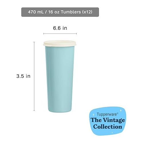  Tupperware Tumbler Set - 24 Count - Dishwasher Safe & BPA Free (12 Tumblers + 12 Lids, 16 fl oz each)