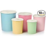 Tupperware Heritage Collection 10 Piece Nested Canister Set in Vintage Colors - Dishwasher Safe & BPA Free - (5 Containers + 5 Lids)