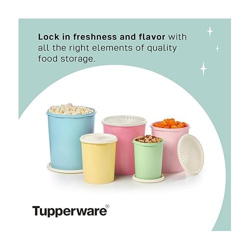  Tupperware Heritage Collection 10 Piece Nested Canister Set in Vintage Colors - Dishwasher Safe & BPA Free - (5 Containers + 5 Lids)