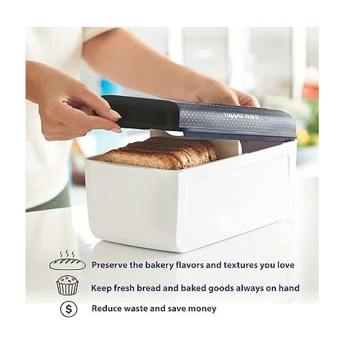  Tupperware Bread Saver- Storage Container & Bread Box for Bread, Pastries, Bagels & More, CondensControl- Moisture Control Technology, Keeps Bread Fresher Longer- 6.5