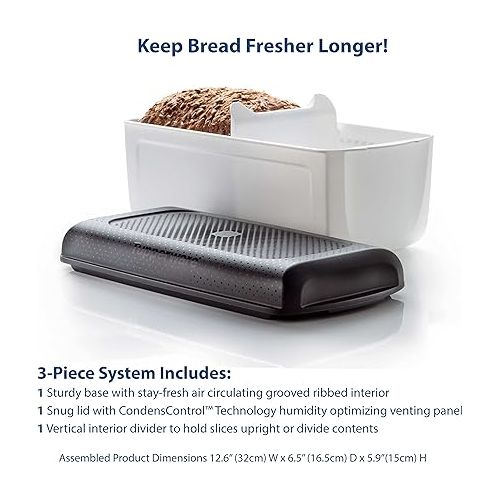  Tupperware Bread Saver- Storage Container & Bread Box for Bread, Pastries, Bagels & More, CondensControl- Moisture Control Technology, Keeps Bread Fresher Longer- 6.5