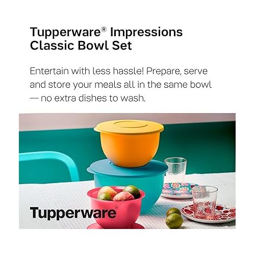  Tupperware Brand Impressions 6-Piece Classic Bowl Set (3 Bowls + 3 Lids) - Dishwasher Safe & BPA Free - Airtight, Leak-Proof Food Storage Containers for Fridge & Pantry