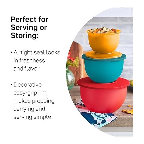  Tupperware Brand Impressions 6-Piece Classic Bowl Set (3 Bowls + 3 Lids) - Dishwasher Safe & BPA Free - Airtight, Leak-Proof Food Storage Containers for Fridge & Pantry