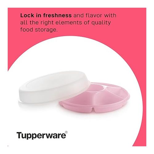  Tupperware Serving Center Set - 6 Compartment Serving Tray and Party Platter - Food Storage Container and Lid - Dishwasher Safe & BPA Free