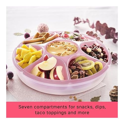  Tupperware Serving Center Set - 6 Compartment Serving Tray and Party Platter - Food Storage Container and Lid - Dishwasher Safe & BPA Free